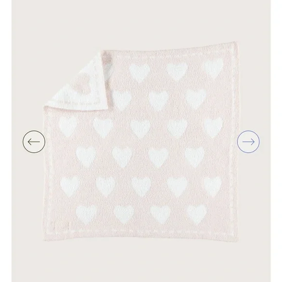 Barefoot Dreams CozyChic Heart Blanket - Pink and White - Picture 9 of 10